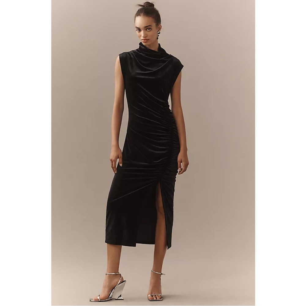 NWT Anthropologie Maya Stretch Velvet Cowl-Neck Dress